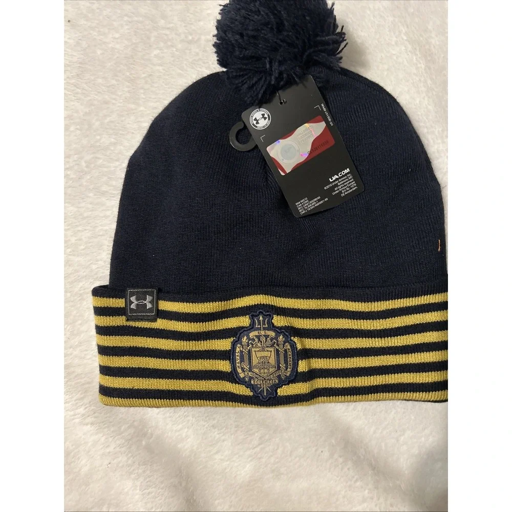 Navy Midshipmen Under Armor Beanie Cap Cuff Striped  NWT